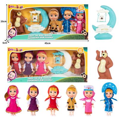 6.5寸实身3D眼珠玛莎和熊Masha Bear时尚娃娃带配件（3只装） - OBL10324416