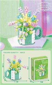 花系列小颗粒积木-小球玫瑰盆栽338PCS-工艺UV彩盒 - OBL10326578