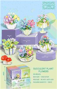 花系列小颗粒积木-多肉植物255-306PCS-彩盒-6只/展示盒 - OBL10326586