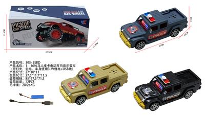 1：16牧马人皮卡电动万向带灯光音乐警车包电（车身使用3.7V锂电+USB线） - OBL10329130