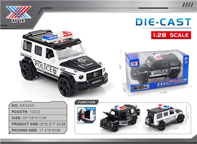 1:28 合金车模 奔驰大G警车 四开门 回力（1只装） - OBL10332564