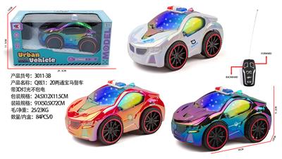 Q版1：20两通宝马警车带3D灯光不包电（车身使用三粒5号电池，遥控器使用二粒5号电池） - OBL10335962