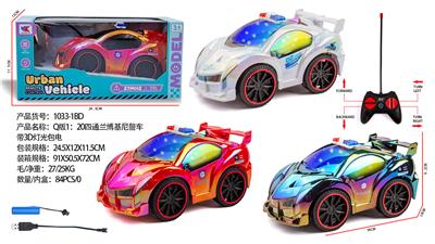 Q版1：20四通兰博基尼警车带3D灯光包电（车身包3.7V锂电+USB线，遥控器二粒5号不包） - OBL10335971