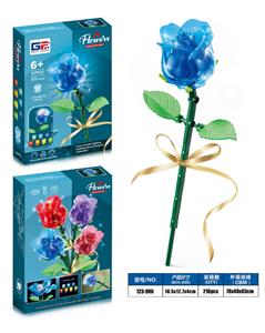 益智花艺积木七彩灯光蓝月亮玫瑰花（57PCS）（4款混装） - OBL10337928