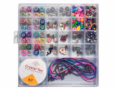 藩多拉手链项链 4mm米珠+桶珠+吊坠+线开口圈龙虾扣（26格） - OBL10340178