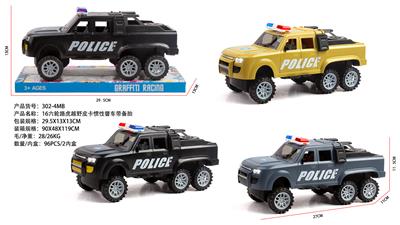 1:16六轮路虎越野皮卡惯性警车带备胎 - OBL10345039