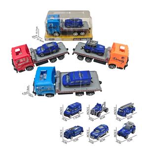 18 CM惯性拖头车载1只7.5 CM滑行警车，3色-红/黄/蓝 - OBL10345191
