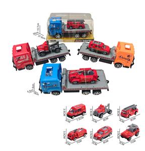 18 CM惯性拖头车载1只7.5 CM滑行消防车，3色-红/黄/蓝 - OBL10345192