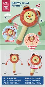 狮子拨浪鼓卡通动物拨浪鼓摇铃婴儿益智安抚早教乐器母婴婴童毛绒带转动铃响 - OBL10345982