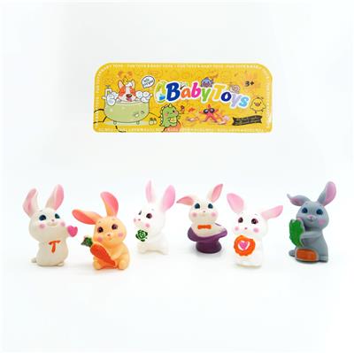 搪胶小兔带BB哨（6款/12色混装） - OBL10347846
