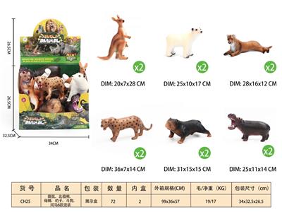 袋鼠、北极熊、母狮、豹子、斗狗、河马6款混装 - OBL10350263