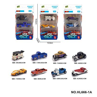 8款1:64合金车3只装 - OBL10353661