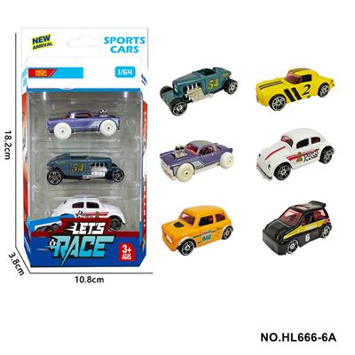 6款1:64合金车3只装 - OBL10353681