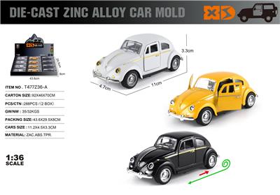 英文1:36锌合金大众甲壳虫车模  12只/展示盒 - OBL10354026