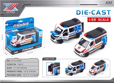 1:32  合金 救护车 回力 四开门（1只装） - OBL10356657