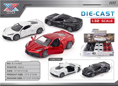 1:32 合金车模 克尔维特C8 开门回力（12只装） - OBL10356661