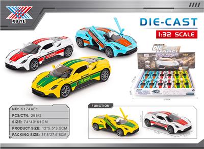 1:32 合金车模 玛莎拉蒂MC20赛车 剪刀门开门回力（12只装） - OBL10356662