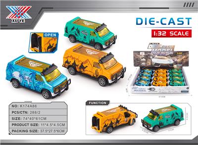 1:32 合金主题车模 GMC面包车 三开门回力（12只装） - OBL10356664