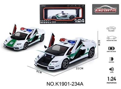 1:24兰博基尼800中东警车版合金声光回力四开门 - OBL10357007