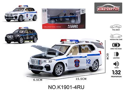1:32宝马x5俄文警车四开门声光音乐回力合金车 - OBL10357036