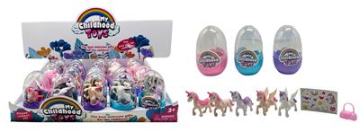 蛋装搪胶小马带手提包、贴纸配件 5款混装 20PCS - OBL10357449