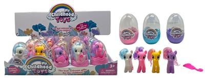 蛋装搪胶小马带梳子配件 4款混装 20PCS - OBL10357454