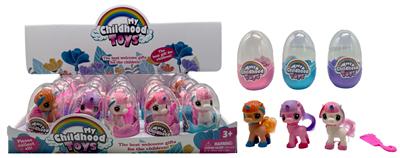 蛋装搪胶小马带梳子配件 3款混装 20PCS - OBL10357455