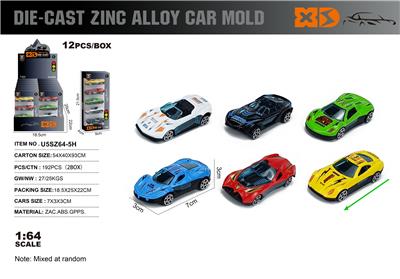 英文1:64压铸锌合金5只装车模  12盒/展示盒（6款随机混装） - OBL10367903