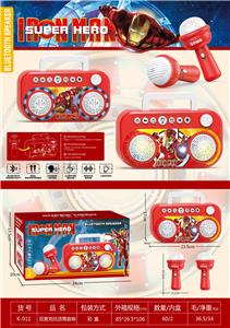 钢铁侠双话筒蓝牙音箱（蓝牙.灯光.掌声.变声.播放.暂停.上首.下首.大声.小声.音乐） - OBL10368308