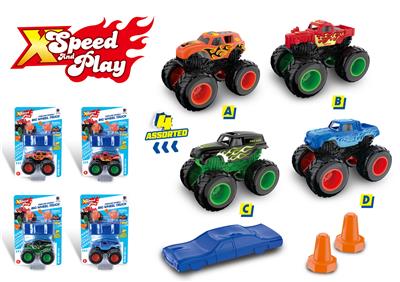 1:64合金火焰大脚车单款吸板套装（4款混装） - OBL10369312