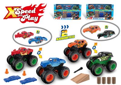 1：64合金火焰大脚车换壳豪华展示装(2款混装) - OBL10369315