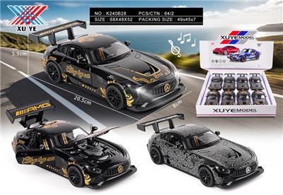1：24 合金车 奔驰AMG 刻纹收藏 四开门 回力灯光音乐（8只装） - OBL10369491