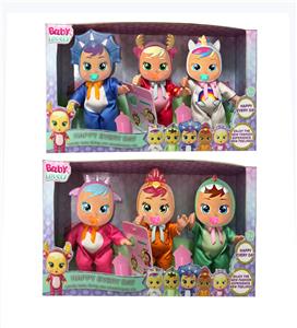 第2代5.5寸搪胶独角兽哭泣娃娃带流眼泪功能带奶瓶，带奶嘴，领巾6款混装 - OBL10370903