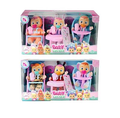 6寸搪胶独角兽哭泣娃娃带流眼泪功能带奶瓶，带奶嘴，带领巾，3款不同坐骑配件6款混装 - OBL10370908