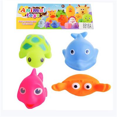 PVC卡头袋装四只搪胶卡通小动物（多款多色混装） - OBL10371251