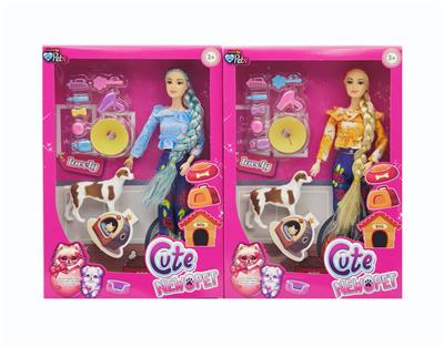 11寸实身9关节宠物女孩+宠物配件+狗狗 2款混装 - OBL10371583