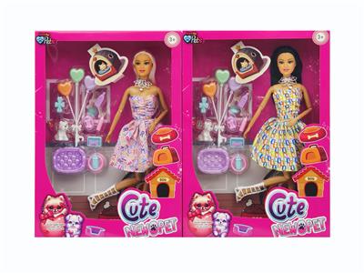 11寸实身11关节宠物女孩+宠物配件 2款混装 - OBL10371589