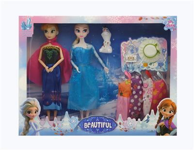 11寸实身9关节冰雪系列娃娃+配件+雪宝+配裙 - OBL10371598