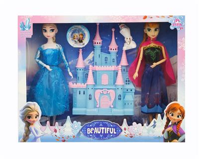 11寸实身9关节冰雪系列娃娃+城堡+雪宝 - OBL10371599