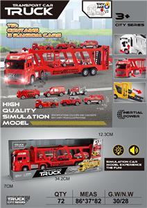 高品质仿真模型双层消防运输卡车
（带声光音乐包电AG13 3粒）
随机配3只车 - OBL10372106