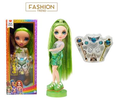 高端饰品系列  16寸搪胶带灯光音乐主题曲Rainbow High惊喜彩虹高中带耳环，戒指，手提包。魔术棒 5件套 - OBL10373848