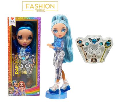 高端饰品系列  16寸搪胶带灯光音乐主题曲Rainbow High惊喜彩虹高中带耳环，戒指，手提包。魔术棒 5件套 - OBL10373849