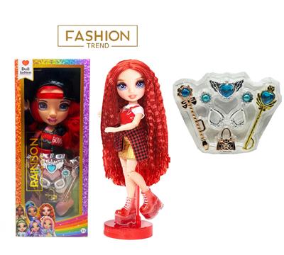 高端饰品系列  16寸搪胶带灯光音乐主题曲Rainbow High惊喜彩虹高中带耳环，戒指，手提包。魔术棒 5件套 - OBL10373851