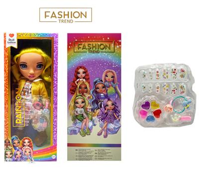 高端彩妆系列 16寸硬吹瓶带灯光音乐主题曲Rainbow High惊喜彩虹高中带  美甲，发夹。彩妆油  5件套 - OBL10373862