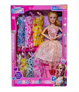 11.5寸实心芭比娃娃活动关节(大脚）+（鞋子+8件衣服）套装 - OBL10379346