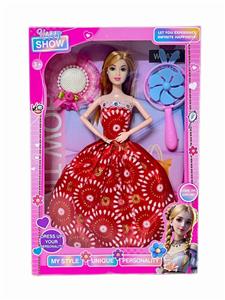 11.5寸实心芭比娃娃活动关节(精致礼帽+兔耳风扇）套装 - OBL10379348