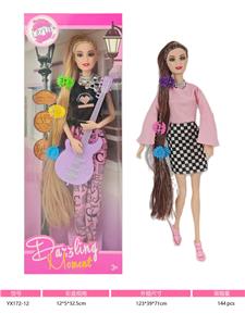 11寸实身十一关节七彩闪银长发芭比娃娃 - OBL10379855