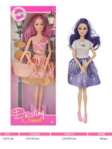 11寸实身十一关节七彩闪银头发芭比娃娃 - OBL10379869