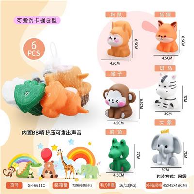 可爱卡通动物6只装/松鼠/狐狸/猴子/斑马/鳄鱼/大象（每袋6只装） - OBL10380195