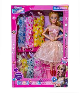 11.5寸实心芭比娃娃活动关节(大脚）+（鞋子+8件衣服）套装 - OBL10380957